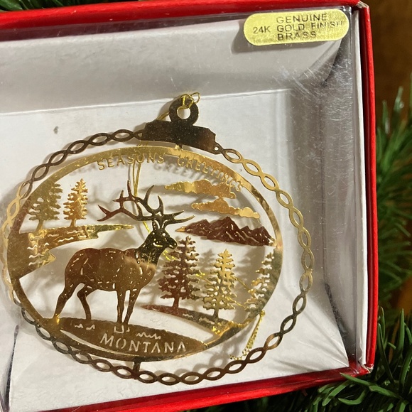 🎄MONTANA-THE TREASURE STATE. 🎄NATION'S TREASURES ORNAMENT, 24K FLASHED BRASS - Picture 1 of 3
